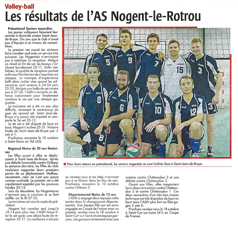 Article de l'Action républicaine : Les résultats de l'AS Nogent-le-Rotrou